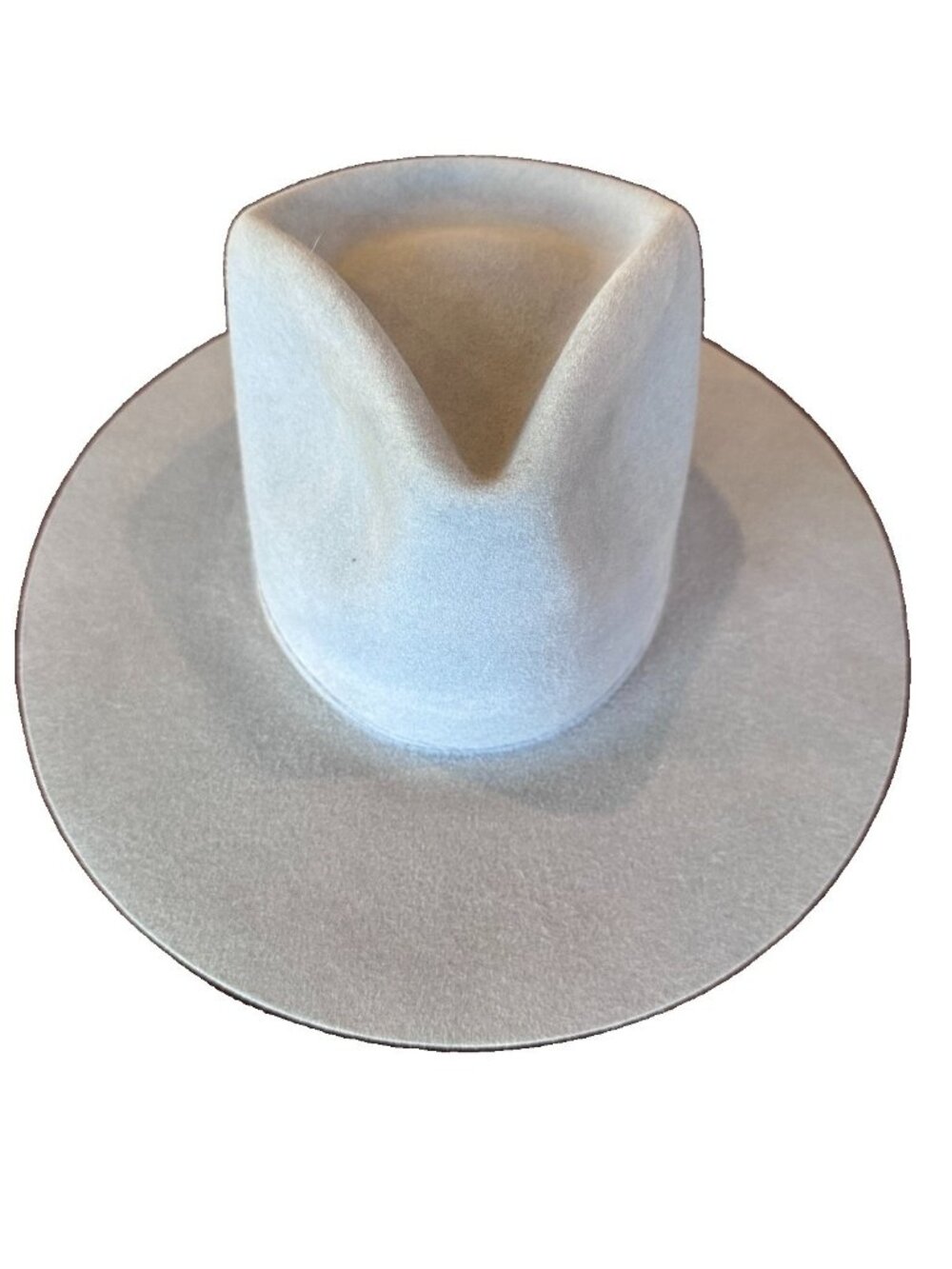 Teressa Foglia Powder Blue Felt Western Hat Size 6 7/8 Handmade Wide Brim